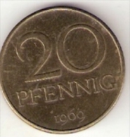 DDR 20 Pfennig 1969  Km 11  Xf - 20 Pfennig