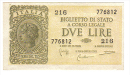 2 Lire Italia Laureata Luogotenenza Fds  LOTTO 1307 - Regno D'Italia – 2 Lire