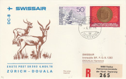 Vaduz Zurich Douala 1976 - 1er Vol Erstflug Inaugural Flight - Swissair - Cameroun Kamerun - Erst- U. Sonderflugbriefe