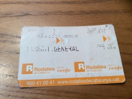 Ticket De Transport Train T.GENERAL, Renfe/Rodalies (Espagne) - Europe