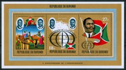 1972 Burundi  X° Indipendenza Silver Gold Printed Set 2 Block MNH** UL38 - Ongebruikt