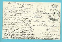 Kaart Met Stempel POSTES MILITAIRES BELGIQUE Op 22/09/1915 Met Als Aankomst Stempel WULVERINGHEM - Not Occupied Zone