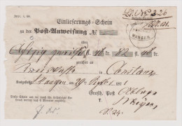 Heimat DE BW Radolfzell Postablage Wangen 1871-09-29 Einlieferungsschein - Covers & Documents