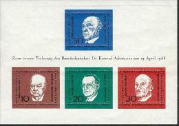Año 1968 Aniv. Muerte Adenauer MNH Yvert Hoja 3 - 1959-1980