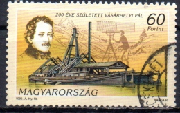 HUNGARY 1995 Birth Bicentenary  Pal Vasarhelyi (engineer) - 60fo - Vasarhelyi (after Miklos Barabas) & Survey Ship  FU - Used Stamps
