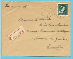 724T (-10%) Op Brief Aangetekend Met Stempel MONTZEN (Oostkantons) (cantons De L´Est) - 1946 -10 %