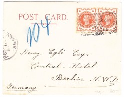 GB 5.6.1899 Hornsey AK Nach Berlin Motiv Somerset House - Covers & Documents