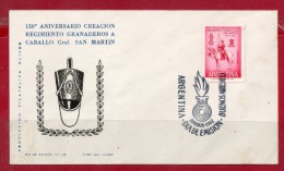 ARGENTINA 1962 DECORATED FDC (Militaria, Horses, Uniforms, Weapons, Fire) - Lettres & Documents