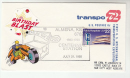 1993 USA ALMENA CENTENNIAL EVENT COVER Treasure Chest  Hospital Stamps UPRATED Postal STATIONERY - 1981-00