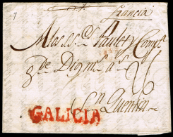 LA CORUÑA PREF.  - 7R - CARTA CIRC. 1791 A FRANCIA + PORTEO MANUS. \"26\ - ...-1850 Prefilatelia