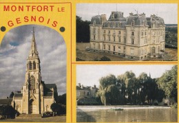 Carte 1980 MONTFORT LE GESNOIS / MULTIVUES Chateau ,église,moulin - Montfort Le Gesnois