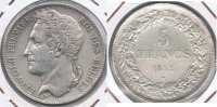 BELGICA BELGIQUE 5  FRANCS 1848 PLATA SILVER Y - 5 Francs
