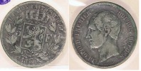 BELGICA BELGIQUE 5  FRANCS 1850 PLATA SILVER Y - 5 Francs