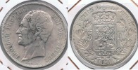 BELGICA BELGIQUE 5  FRANCS 1850 PLATA SILVER Y2 BONITA - 5 Francs