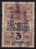 "kraljevINA" Type / 1920 Yugoslavia SHS - Revenue, Tax Stamp - Used - 3 Din - Used - Servizio