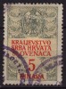 "kraljevSTVO" Type / 1920 Yugoslavia SHS - Revenue, Tax Stamp - Used - 5 Din - Used - Servizio