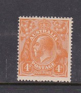 Australia 1914-24 Single Watermark King George V, SG 22, 4d Orange Mint Hinged - Ungebraucht