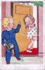 Very Old Card Amag Collection 0506 -  Painting - A Cute Little Girl Giving A Kiss To A Boy In A Suit - Collections, Lots & Series
