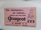 BLOTTER BUVARD Publicitaire  Cyclisme PEUGEOT G David Bordeaux - C