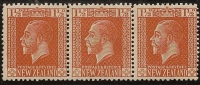 NZ 1915 1 1/2d Orange-brown Strip SG 438 HM #OK55 - Nuevos