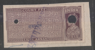 India  KG VI 8A  Court Fee # 87104 Inde Indien  India Fiscaux Fiscal Revenue - Sonstige & Ohne Zuordnung