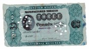 BILLET / BILL - FISCAUX AMERICAIN 1883 - UNITED STATES MANUFACTURED TOBACCO - THREE POUNDS - Unclassified