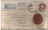 REINO UNIDO ENTERO POSTAL CERTIFICADO 1937 LONDON A WURTTEMBERG SELLO PERDIDO - Lettres & Documents