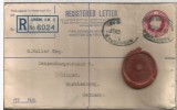 REINO UNIDO ENTERO POSTAL CERTIFICADO 1937 LONDON A WURTTEMBERG SELLO PERDIDO - Covers & Documents