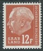 1957 GERMANIA SARRE PRESIDENTE HEUSS 12 F MH * - G45 - Ungebraucht