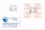 FINLANDE - Enveloppe Nordia 1993- 4 FRAMA étiquettes Helsinki 6-9/5-1993 / Hämeenlinna 30-10-1992 - Machine Labels [ATM]