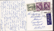 Australia PPC Collins Street Melbourne VIC. Rose Colorcard No. 104 AIR MAIL Par Avion Label MELBOURNE 1953 (2 Scans) - Briefe U. Dokumente