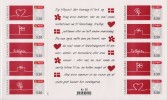 Denmark Mi 1598-1602 - Greetings Stamps - Heart - Flower - Flag - Present - Good Wishes * *  Full Sheet - Unused Stamps