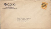 Canada MACLEANS "Canadas National Magazine" TORONTO Precancel Préoblitéré Cover Lettre PHILADELPHIA USA GV. Stamp - Préoblitérés