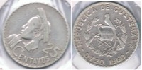 GUATEMALA 25 CENTAVOS PESO 1960 PLATA SILVER S - Guatemala