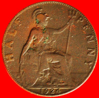 * MISTRESS OF SEAS: GREAT BRITAIN HALF PENNY 1924! GEORGE V (1911-1936) INTERESTING TYPE! LOW START  NO RESERVE! - C. 1/2 Penny