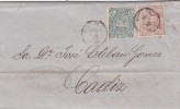 1875 LETTRE ESPAGNE. CARTA ESPANA. COMPLETA DIRIGIDA HUELVA  A CADIZ  / 1967 - Lettres & Documents