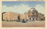 Fayetteville Arkansas, First Baptist Church & Educational Building, Religion, C1950s Vintage Curteich Linen Postcard - Fayetteville