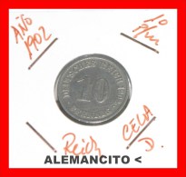 ALEMANIA - IMPERIO  DEUTSCHES REICH  AÑO 1902-D - 10 Pfennig