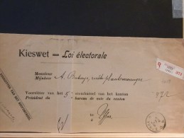 A4619  FRAGMENT DE LETTRE  RECOMM. 1912 YPRES - Portofreiheit