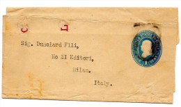 ** USA POSTAL HISTORY, WRAPPER 1c, From "UNKNOWN" To MILAN - ...-1900