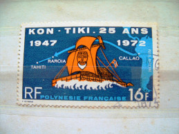 French Polynesia 1972 Kon Tiki Boat -#C.87 = 5 $ - Used Stamps