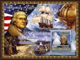 S. Tomè 2007, President USA, Jefferson, Ship, Indians, BF - Indianer