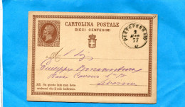 MARCOPHILIE-AITALIE-carte Entier Postal Cad  1877 10 C Brun-a Voyagé-pour  LIVORNA - Postwaardestukken