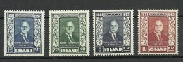 ISLAND 1952 Michel 281 - 284 Staatspräsident Björnsson MNH - Unused Stamps