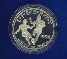 US Coin 1994 S World Cup Soccer Proof Commemorative 90% Silver Dollar Govt Box - Herdenking