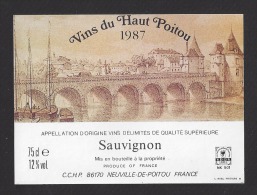 Etiquette De Vin  Du Haut Poitou Sauvignon 1987    -  Thème Pont - Bridges