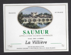 Etiquette De Vin  Saumur  -  La VIllière  -  Thème Pont Et Chateau De Saumur  -  J. Verdier à Montreuil Bellay (49) - Ponts