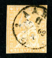 7911 - Swiss 1857  Michel #16 IIBym (o) Zu.#25G  ( Cat. 65.€ ) - Usati