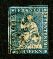 7914 - Swiss 1854  Michel #14 Ib (o) Zu.#23Ac  ( Cat. 550.€ ) - Usati