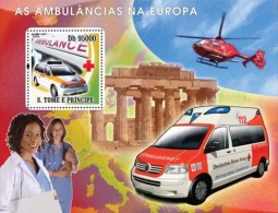 S. Tomè 2008, Ambulance In Europa, Elicopter, Greek Temple, BF - Archeologie